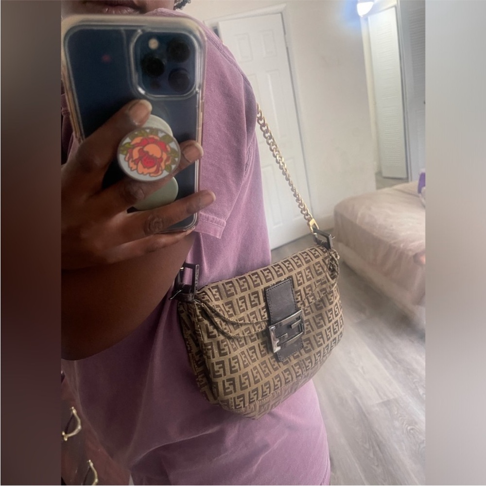 Y2K Fendi zucchino baguette gunmetal hardware Y2K bag